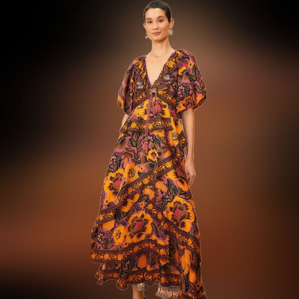 Farm Rio NWT Blush Garden Bloom Maxi Small